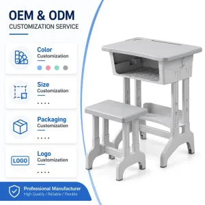 School Study Table Chair Set All Plastic Disassembled Lightweight Eco Friendly Comfortable Rounded Corner Preschool Kids