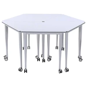 School Training Conference Table Steel Wood Mobile Splicing Fireproof Hexagonal Design Minimalist Combination desk