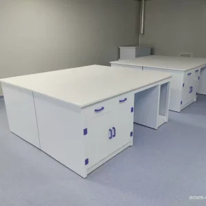 School University Laboratory Furniture Strong Corrosive PP Island Bench PP Bench with Customizable Storage Solution