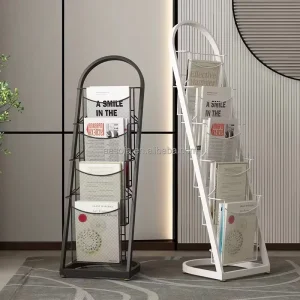 School and Home Library Metal Display Rack Iron Rotating Holder for Magazines and Newspapers for Sale