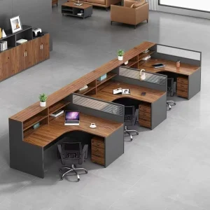 Screen style Staff Office Desk Chair Combination Modern Wood Meeting Table MDF Durable 4 6 Person Dual Workstation for Office