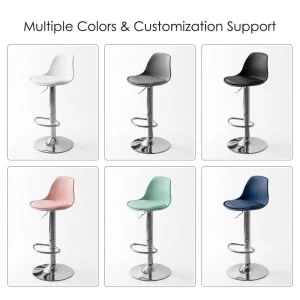 Sculptural Adjustable Bar Stool Shell Backrest Integrated Cushion Gas Lift Oval Footrest Domed Base for Home Kitchen Dining