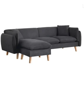 Sectional Sofa and Couches for Living Room 3 Seat L Shaped Couch with Movable Ottoman Linen Convertible Sofas with Chaise