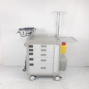 Secure Drug Storage and Distribution Trolley Hospital Service Cart Emergency ABS Medical Crash Cart Trolley Cart