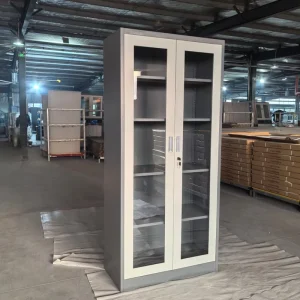 Secure Filing Cabinet Lockable Steel Construction Adjustable Shelves Metal File Cabinet with Glass Door