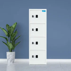 Security Cabinet White Steel Data Locker 4 Door Electronic Locking Safe Confidential Government Documents Archives File Cabinet