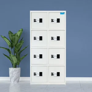 Security Cabinet White Steel Data Locker 8 Door Electronic Locking Safe Confidential Government Documents Archives File Cabinet
