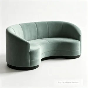 Semi Circle Curved Upholstered Banquette Mid Century Half Moon Dining Booth Luxury Velvet Curved Sofa for Villa Cafe Restaurant