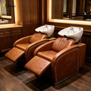 Shampoo Chair Adjustable Shampoo Bed and Ceramic Basin Salon Beauty Furniture