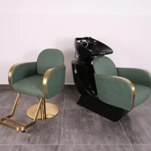 Shampoo Chair Wash Unit Luxury Gold Trim Backwash Chair Shampoo Chair Backwash Units Hair Washing Chair with Basin