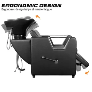 Shampoo Chair with Ceramic Basin Semi Reclining Salon Furniture Eco Friendly Commercial Salon Furniture