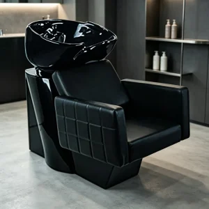 Shampoo Washing Station with Ceramic Basin Modern Salon Chair Black BX-5137D