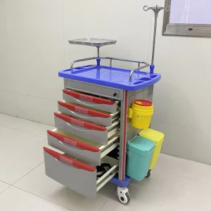 Shengdong ABS Emergency Medicine Anesthesia Crash Nursing Cart Trolley Portable Hospital Clinic Furniture 1 Year