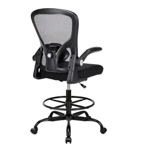 Shipborne Drafting Chair Tall Office Chair Standing Desk Mesh Flip Up Armrests Ergonomic Lumbar Support Adjustable Chair