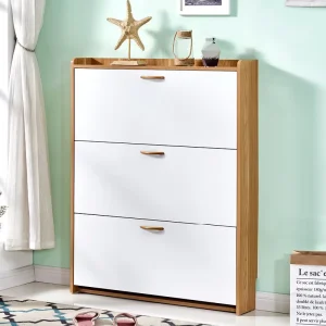 Shoe Cabinet Wooden Tipping Box Ultra thin Storage Shoe Rack Home Door Assembly Foyer and Entrance Hall Simple 17cm