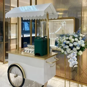 Shopping Mall Brand Store Mobile Metal Promotion Car Movable Trolley Decorative Commercial Stall Cart