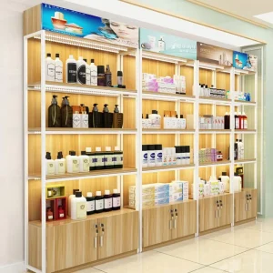 Shopping Mall Wall Display Stand Retail Store Furniture for Cosmetic Display Cabinet and Showcase