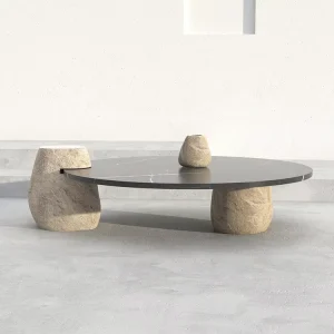 Side Coffee Table Marble Black Design Stone Modern Living Room Custom River Stone Garden Round Marble Coffee Table