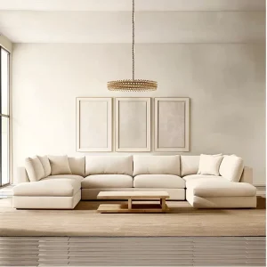 Sigma Italian Modern Linen Modular Sofa Set L-Shape U-Shape Customized Fabric Comfortable Apartment Villa
