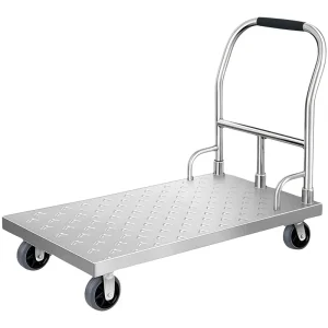 Silent Stainless Steel Folding Trolley Truck with Platform Household Flatbed Car for Industrial Shopping Storage Usage