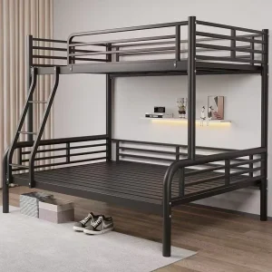 Silent Thickened Steel Bunk Bed Stable Noiseless Double Bed for School Dormitory Staff Durable Metal Frame Bed