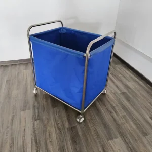 Silent Wheels Medical Linen Trolley Stainless Steel Laundry Cart Hospital Nursing Dirty Clothes Cart with 2 Handles for Hospital