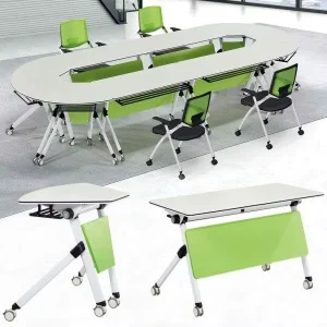 Silent Wheels Space Saving Stackable Mobile Flip Training Desk for Corporate Seminar Room and University Lecture Hall