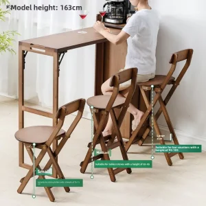 Simple Bamboo Bar Stool Folding Chair for Home and Commercial Use Lightweight Luxury Foldable Bar Furniture for the Living Room