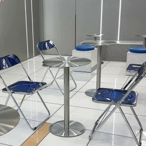 Simple Bar Counter Table Stainless Steel Table Living Room Coffee Shop Reception Negotiation Wrought Iron Round Dinner Table