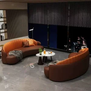Simple Beauty Salon Station Mall Hotel Furniture Set Living Room Hospital Irregular Curved Corner Waiting Modern Leather Sofa