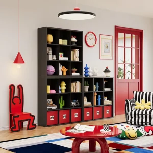 Simple Black Steel Bedroom TV Cabinet Living Room Floor Storage Cabinet Modular Grid Organizer