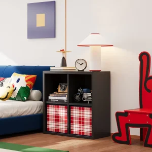 Simple Black Steel TV Cabinet with Modular Storage for Small Apartment Bedroom