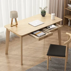 Simple Computer Office Workstation Student Adults Beech Wood Study Writing Table Home
