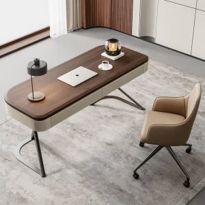 Simple Contemporary Walnut Color With Drawer Home Work Desk With Drawers Office Desk