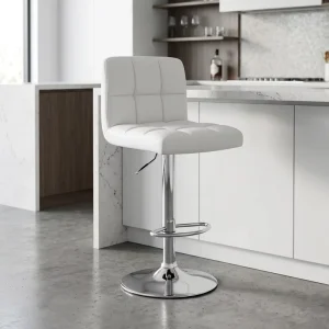 Simple Counter Height Stool Scandinavian Lift Bar Chair With Footrest Durable PU Leather Taburete for Household Breakfast Bar