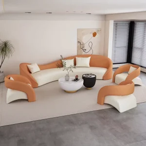 Simple Creative Curved Cream Sectional Sofa Set for Living Room Beauty Salon Hotel Reception Internet Celebrity Model Rest Gym