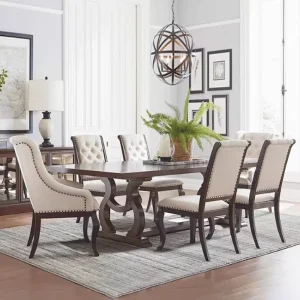 Simple Design American Style Home Furniture Rustic Kitchen Dining Table Set 6 Seater Wooden Dining Table and Chair Set