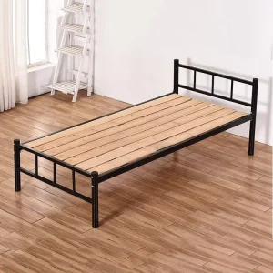 Simple Design Iron Single Bed Dormitory Bed for Worker Staff Apatment Steel Frame Single Bed