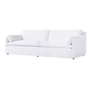 Simple Design Luxury Sofa Wood Frame Cloud Slope Arm 2-Cushion Sofa with 2 Accent Pillows for Living Room