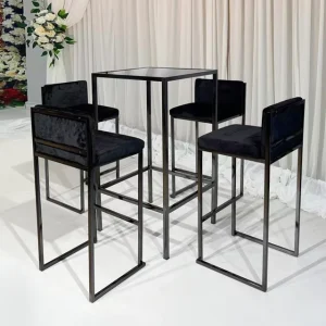 Simple Designs Bar Furniture Steel Frame Luxury High Bar Table Counter Black Glass Top Home Bar Tables