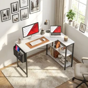 Simple Durable Modular L Shaped Metal Wood Computer Desk Shelves Easy Assembly Modern Design Multi functional Save Space Living