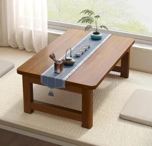 Simple Japanese Rectangular Wooden Short legged Coffee Table Suitable for Tatami Flooring and Also for Living Room and Balcony