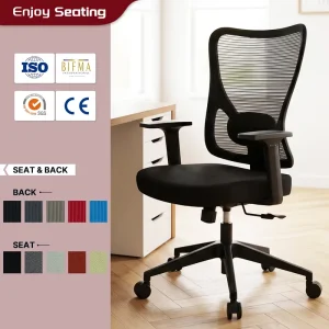 Simple Mesh Ergonomic Office Chair Multi Color Mesh Fabric Option Height Adjustable Staff Desk Chair for Office