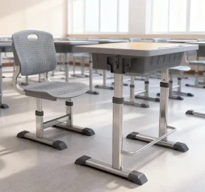 Simple Metal Wood Frame Adjustable Height Student Desk Chair Set for Classroom School Furniture with Simple Modern Design