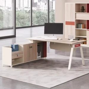 Simple Modern Boss Office Desk and Chair Combination Single Person Commercial Grade PVC High quality Hardware Office Furniture