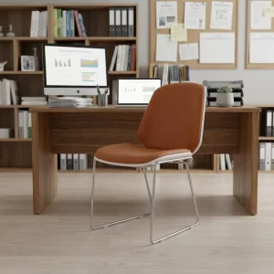 Simple Modern Classic Executive Office Chair Pu Leather Upholstery Metal Legs Luxury Ergonomic Backrest Durable Hospital