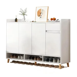 Simple Modern Durable Wood Shoe Cabinet Rack Adjustable Freestanding Large Capacity Home Economical Storage Entrance