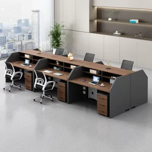 Simple Modern Executive Office Desk with Partition Screen Staff Chair Set for 4 6 People for Office Use