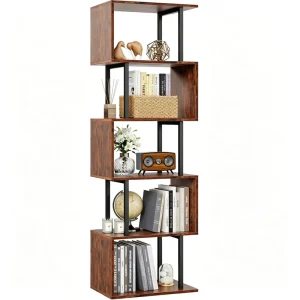 Simple Modern Freestanding Wood Bookshelf for Home Office and Living Room