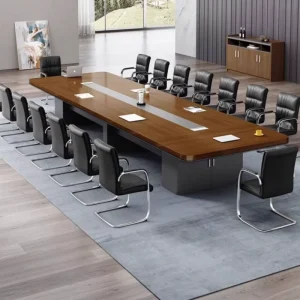 Simple Modern Large Reception Meeting Work Desk Office Chair Set Wood Panel Conference Table for Training